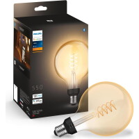 Philips Hue White LED Lampe E27 Globe - G125 Filament...